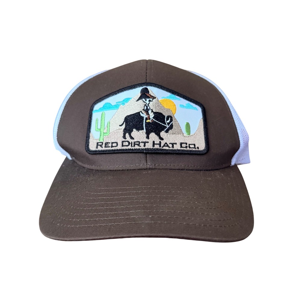 Red Dirt Hat Co Buffalo Cowboy Trucker Hat Brown White‎ Mesh Snapback Pacific